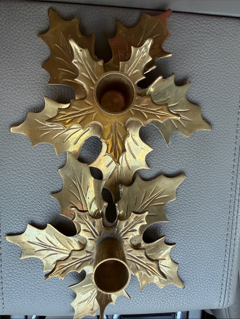 Vintage Brass Holly Brass Candlesticks holders set of 2